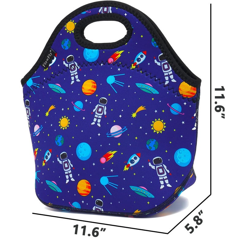 FlowFly Neoprene kids Lunch box Insulated Soft Bag Mini Cooler Thermal Meal Tote Kit for Boys, Girls,Men,Women,School,Work, Office, Astronaut - Image 3